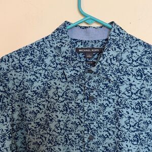 Michael Kors men's long-sleeve button-up dress shirt blue and navy pattern large